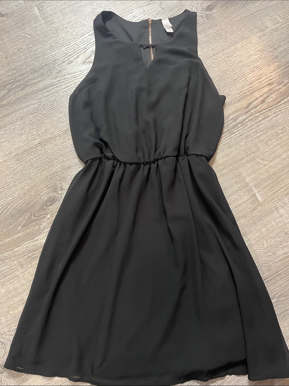 Xhilaration Black Sleeveless Keyhole Waist-Defined Dress